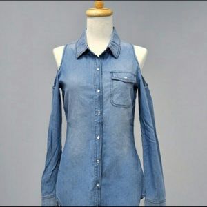 Cold Shoulder Denim Top
